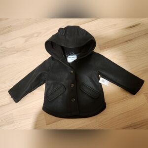Old Navy Black Hooded Peacoat